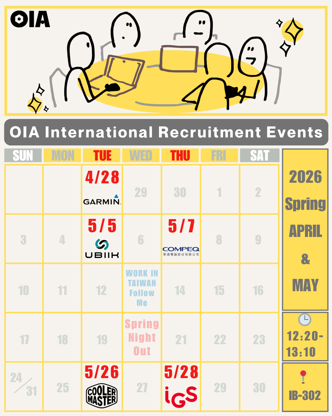 Taiwan Tech OIA 2026 Spring International Recruitment Events